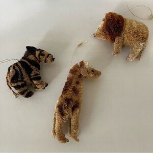Vintage Christmas Ornaments Safari Bottle Brush Animals Lion Zebra Giraffe